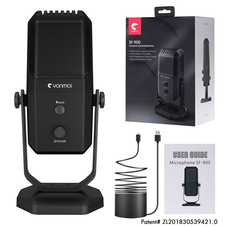 ไมโครโฟนคอนเดนเซอร์บันทึกเสียงสตูดิโอ Yanmai SF-900 แบบสี่ทิศทาง พร้อมขาตั้งโต๊ะ