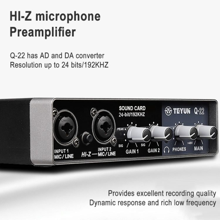 ไมโครโฟนคอมพิวเตอร์ USB TEYUN Q-22 พร้อมการ์ดเสียงภายนอก, Q-22