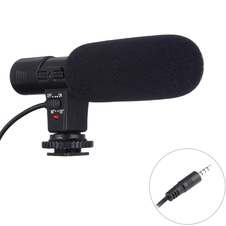 MIC-02 ไมโครโฟนสเตอริโอเสียงชัดเจน ความถี่ 30-18000Hz สำหรับสมาร์ทโฟน, ความยาวสาย: 28 ซม.