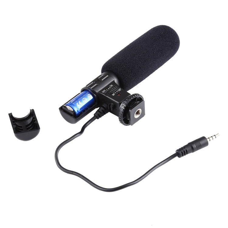 MIC-02 ไมโครโฟนสเตอริโอเสียงชัดเจน ความถี่ 30-18000Hz สำหรับสมาร์ทโฟน, ความยาวสาย: 28 ซม.
