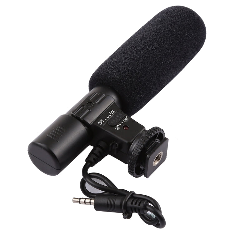 MIC-02 ไมโครโฟนสเตอริโอเสียงชัดเจน ความถี่ 30-18000Hz สำหรับสมาร์ทโฟน, ความยาวสาย: 28 ซม.