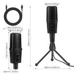 Yanmai SF-970 ไมโครโฟนคอนเดนเซอร์บันทึกเสียงมืออาชีพ พร้อมขาตั้งและสาย USB, ความยาวสาย: 1.8 ม.