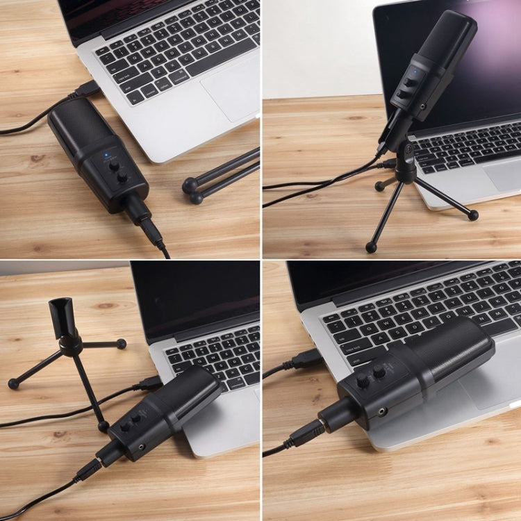 Yanmai SF-970 ไมโครโฟนคอนเดนเซอร์บันทึกเสียงมืออาชีพ พร้อมขาตั้งและสาย USB, ความยาวสาย: 1.8 ม.
