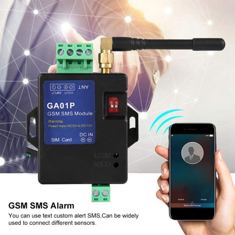 GA01P โมดูลแจ้งเตือนโทรศัพท์ GSM SMS อัจฉริยะปิดเครื่องอัตโนมัติขนาดเล็ก, GA01P