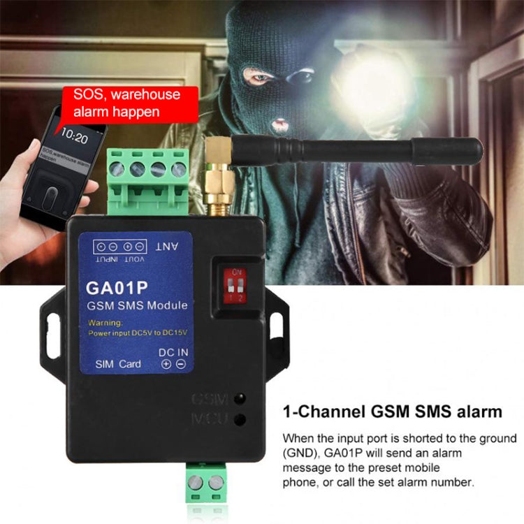 GA01P โมดูลแจ้งเตือนโทรศัพท์ GSM SMS อัจฉริยะปิดเครื่องอัตโนมัติขนาดเล็ก, GA01P