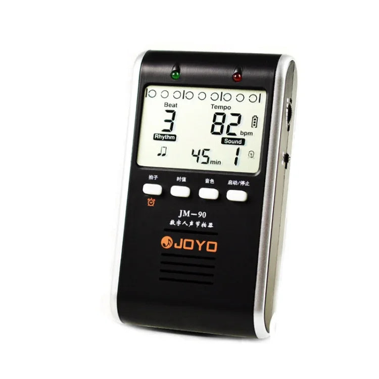 JOYO JM-90 เมโทรโนมดิจิทัลแบบพกพา พร้อมไฟ LED แสดงสถานะ ชาร์จได้ คลิปหนีบ สำหรับกีตาร์ ไวโอลิน อูคูเลเล่, JM-90 (สีดำ), JM-90 (สีขาว)