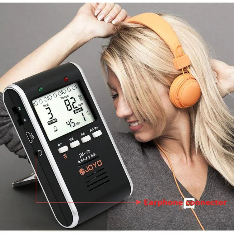 JOYO JM-90 เมโทรโนมดิจิทัลแบบพกพา พร้อมไฟ LED แสดงสถานะ ชาร์จได้ คลิปหนีบ สำหรับกีตาร์ ไวโอลิน อูคูเลเล่, JM-90 (สีดำ), JM-90 (สีขาว)