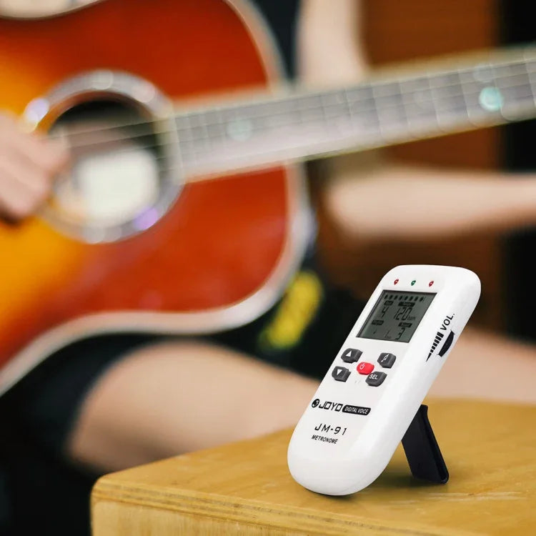 JOYO JM-91 เมโทรโนมดิจิทัลมัลติฟังก์ชันแบบพกพา สำหรับเสียงร้อง พร้อมเครื่องกำเนิดเสียงและจูนเนอร์ สำหรับกีตาร์ ไวโอลิน อูคูเลเล่, JM-91 (สีขาว)