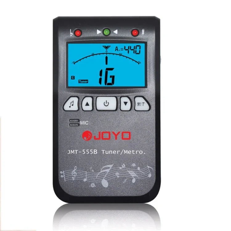 JOYO JMT-555B เมโทรโนมดิจิทัลจูนเนอร์โครมาติก พร้อมจอ LCD มีไฟหลัง และเครื่องกำเนิดเสียง 3-in-1 สำหรับกีตาร์ ไวโอลิน อูคูเลเล่, JMT-555B