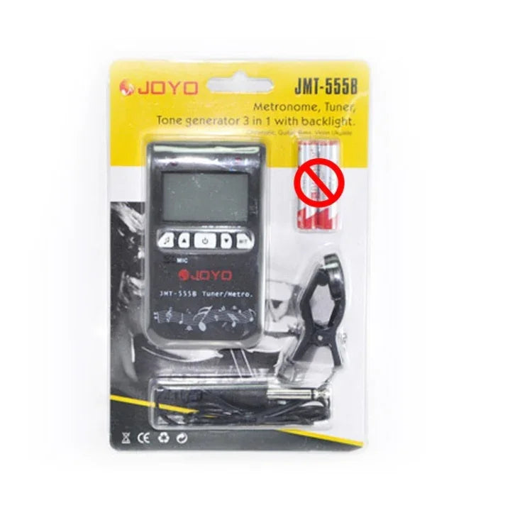 JOYO JMT-555B เมโทรโนมดิจิทัลจูนเนอร์โครมาติก พร้อมจอ LCD มีไฟหลัง และเครื่องกำเนิดเสียง 3-in-1 สำหรับกีตาร์ ไวโอลิน อูคูเลเล่, JMT-555B