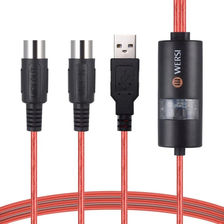 สาย USB MIDI WERSI UM-18 MidiPort สาย Midi เปียโนไฟฟ้า กลองอิเล็กทรอนิกส์ แก้ไขเพลง ความยาว: 2ม.