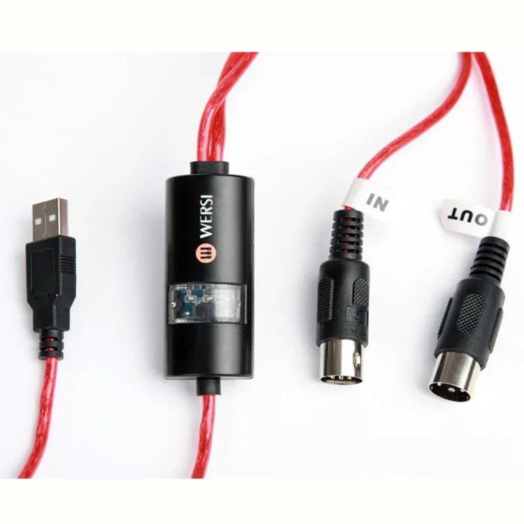 สาย USB MIDI WERSI UM-18 MidiPort สาย Midi เปียโนไฟฟ้า กลองอิเล็กทรอนิกส์ แก้ไขเพลง ความยาว: 2ม.