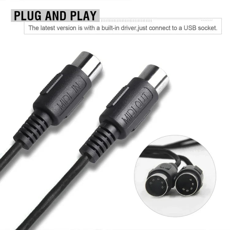สาย USB MIDI WERSI UM-18 MidiPort สาย Midi เปียโนไฟฟ้า กลองอิเล็กทรอนิกส์ แก้ไขเพลง ความยาว: 2ม.