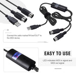 สาย USB MIDI WERSI UM-18 MidiPort สาย Midi เปียโนไฟฟ้า กลองอิเล็กทรอนิกส์ แก้ไขเพลง ความยาว: 2ม.