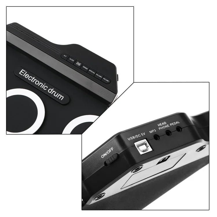 กลองอิเล็กทรอนิกส์ USB แบบม้วนมือซิลิโคนพกพา รุ่นไอคอนสีดำ, กลองอิเล็กทรอนิกส์ รุ่นไอคอนสีดำ