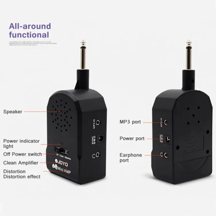 JOYO JA-01 แอมป์กีตาร์ขนาดใหญ่ 2W แบบพกพา มินิ พร้อมลำโพงกีตาร์ไฟฟ้าและเบส พร้อมเสียงบิดเบือน รองรับ MP3 / หูฟัง, JA-01