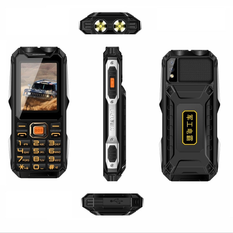 กันน้ำ กันกระแทก กันฝุ่น แบตเตอรี่ 16800mAh หน้าจอ 2.4 นิ้ว ปุ่ม 21 ปุ่ม บลูทูธ ไฟฉาย LED วิทยุ FM SOS รองรับซิมคู่ เครือข่าย 2G รุ่น Q8 2G
