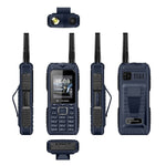 กันน้ำ กันกระแทก กันฝุ่น แบตเตอรี่ 2400mAh หน้าจอ 2.2 นิ้ว ปุ่ม 21 ปุ่ม ไฟฉาย LED วิทยุ FM ซิม 4 ช่อง พร้อมเสาอากาศ