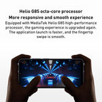 แบตเตอรี่ 5000mAh, สแกนใบหน้าและลายนิ้วมือ, หน้าจอ 6.71 นิ้ว MIUI 13 MediaTek Helio G85 Octa Core สูงสุด 2.0GHz, เครือข่าย: 4G, ซิมคู่, ไม่รองรับ Google Play, 4GB+128GB
