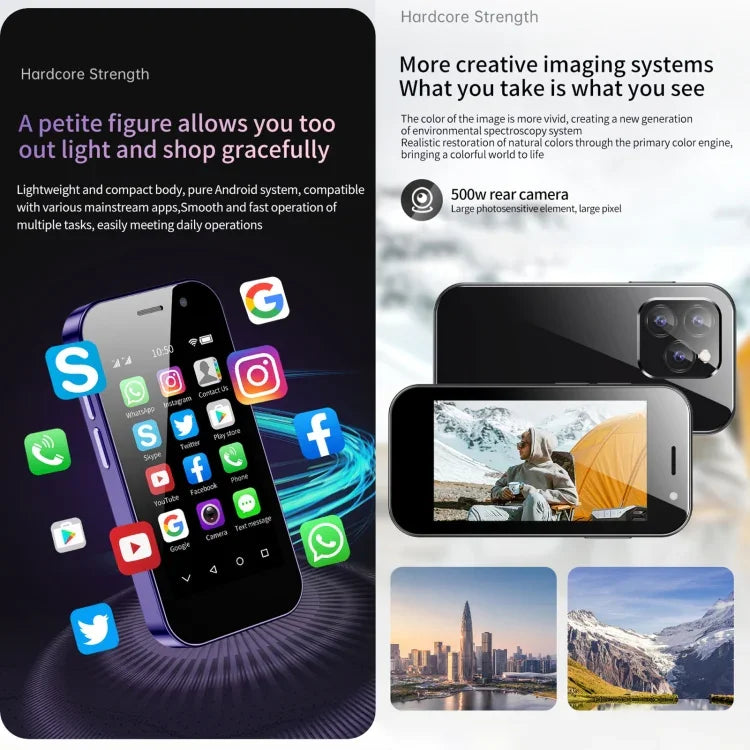 สแกนใบหน้า, หน้าจอ 3.0 นิ้ว Android 9.0 MTK6739CW Quad Core สูงสุด 1.28GHz, OTG, เครือข่าย: 4G, ซิมคู่, รองรับ Google Play, 3GB+64GB