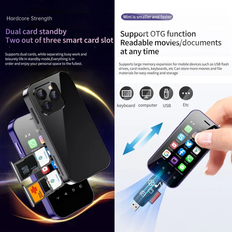 สแกนใบหน้า, หน้าจอ 3.0 นิ้ว Android 9.0 MTK6739CW Quad Core สูงสุด 1.28GHz, OTG, เครือข่าย: 4G, ซิมคู่, รองรับ Google Play, 3GB+64GB