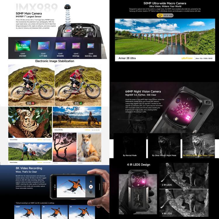 Ulefone Armor 28 Ultra โทรศัพท์กันกระแทก, 16GB+1TB, กล้องมองกลางคืน, แบตเตอรี่ 10600mAh, 6.67 นิ้ว Android 14 MediaTek Dimensity 9300+ Octa Core, เครือข่าย: 5G, NFC, Armor 28 Ultra