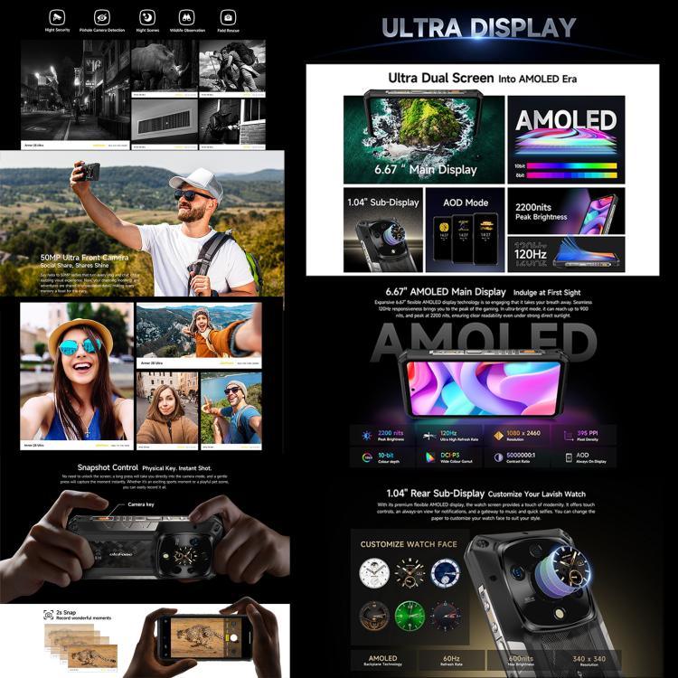 Ulefone Armor 28 Ultra โทรศัพท์กันกระแทก, 16GB+1TB, กล้องมองกลางคืน, แบตเตอรี่ 10600mAh, 6.67 นิ้ว Android 14 MediaTek Dimensity 9300+ Octa Core, เครือข่าย: 5G, NFC, Armor 28 Ultra