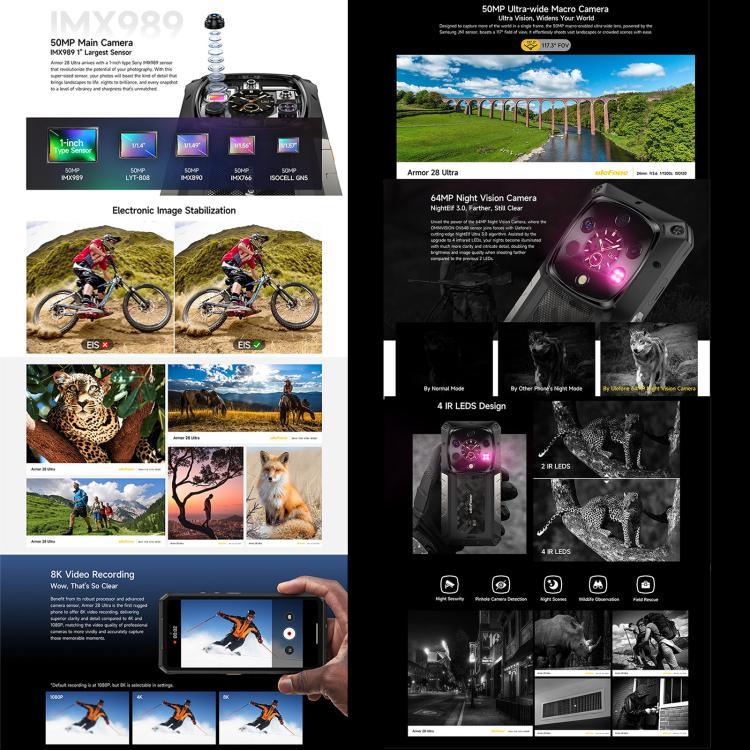 Ulefone Armor 28 UltraThermal Version โทรศัพท์กันกระแทก, 16GB+1TB, กล้องมองกลางคืน, แบตเตอรี่ 10600mAh, 6.67 นิ้ว Android 14 MediaTek Dimensity 9300+ Octa Core, เครือข่าย: 5G, NFC, Armor 28 Ultra Thermal Version