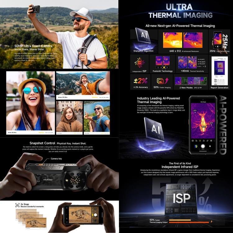 Ulefone Armor 28 UltraThermal Version โทรศัพท์กันกระแทก, 16GB+1TB, กล้องมองกลางคืน, แบตเตอรี่ 10600mAh, 6.67 นิ้ว Android 14 MediaTek Dimensity 9300+ Octa Core, เครือข่าย: 5G, NFC, Armor 28 Ultra Thermal Version