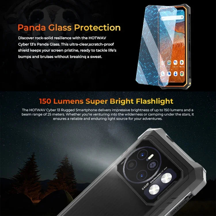 HOTWAV CYBER 13, โทรศัพท์กันน้ำกันฝุ่น IP68/IP69K, 8GB+128GB, 10800mAh, 6.6 นิ้ว Android 14.0 Unisoc T606 Octa Core, เครือข่าย: 4G, NFC, OTG