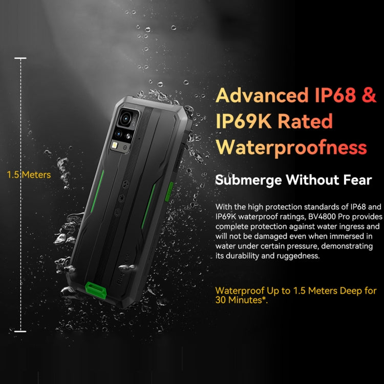 Blackview BV4800 Pro, 4GB+128GB, IP68/IP69K/MIL-STD-810H, 6.56 นิ้ว Android 14 Unisoc T606 Octa Core, เครือข่าย: 4G, OTG