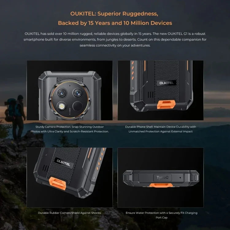 โทรศัพท์กันกระแทก Oukitel G1, 6GB+256GB, สแกนลายนิ้วมือ, 6.52 นิ้ว Android 14 T606 Octa Core, NFC, OTG, เครือข่าย: 4G