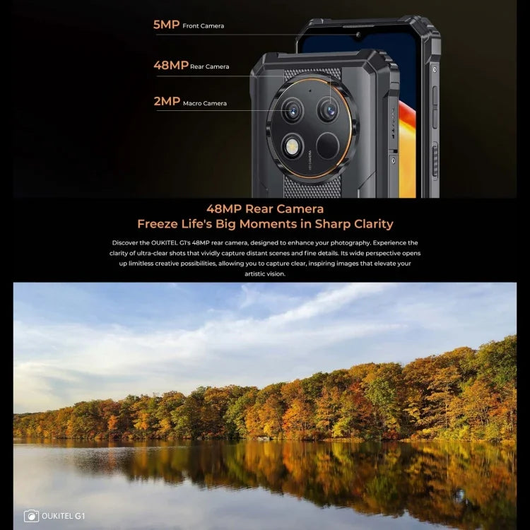 โทรศัพท์กันกระแทก Oukitel G1, 6GB+256GB, สแกนลายนิ้วมือ, 6.52 นิ้ว Android 14 T606 Octa Core, NFC, OTG, เครือข่าย: 4G