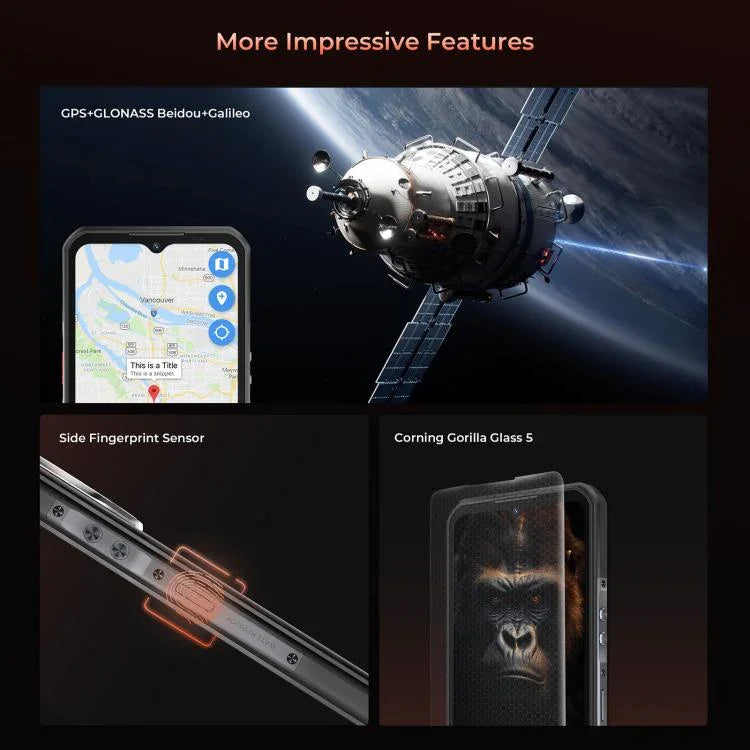 Oukitel WP55 5G โทรศัพท์กันกระแทก, 12GB+256GB, กล้อง 108MP, สแกนนิ้วมือ, 6.6 นิ้ว MediaTek Dimensity 7025 Octa Core, NFC, OTG, เครือข่าย: 5G, WP55