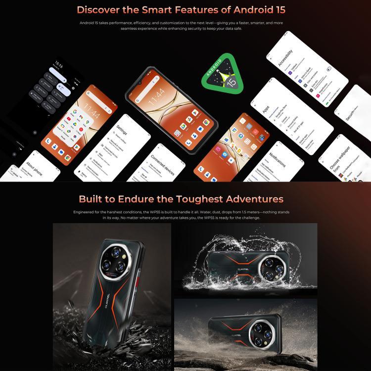 Oukitel WP55 5G โทรศัพท์กันกระแทก, 12GB+256GB, กล้อง 108MP, สแกนนิ้วมือ, 6.6 นิ้ว MediaTek Dimensity 7025 Octa Core, NFC, OTG, เครือข่าย: 5G, WP55