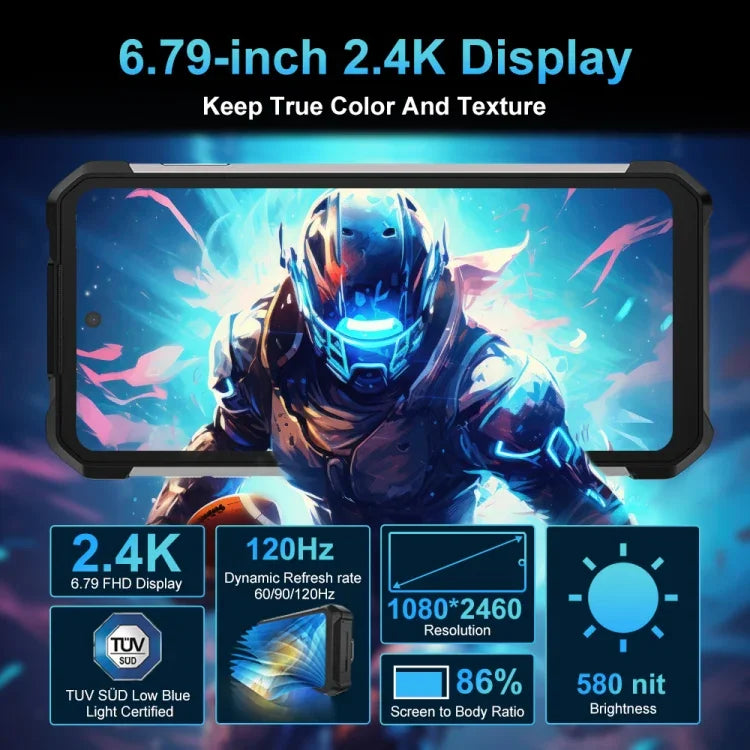 Unihertz 8849 Tank 2 Pro โทรศัพท์กันกระแทกพร้อมโปรเจกเตอร์กล้องมองเห็นในที่มืด, 12GB+256GB, 6.79 นิ้ว Android 14 MTK6789 Octa Core, เครือข่าย: 4G
