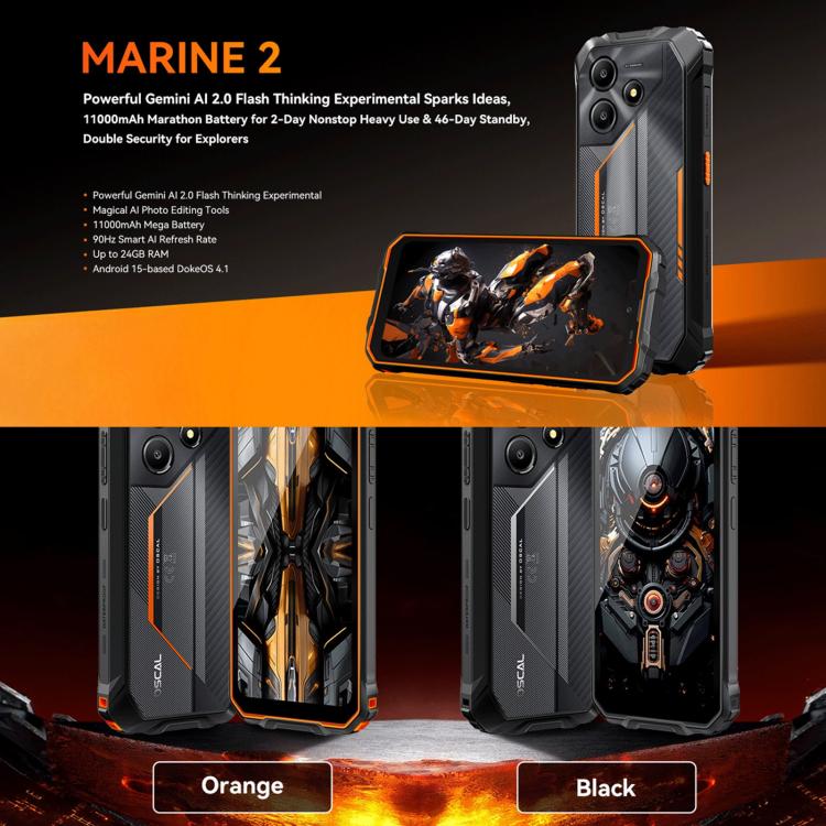 Blackview Oscal Marine 2, 4GB+64GB, 6.56 นิ้ว Android 15 Unisoc UMS9230E T615 Octa Core, เครือข่าย: 4G, OTG, NFC, 4GB+64GB