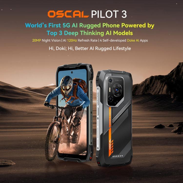 Blackview Oscal Pilot 3 โทรศัพท์กันกระแทก 5G, 12GB+256GB, กล้องมองเห็นในที่มืด, 6.56 นิ้ว Android 15 MediaTek Dimensity 6300 Octa Core, เครือข่าย: 5G, OTG, NFC