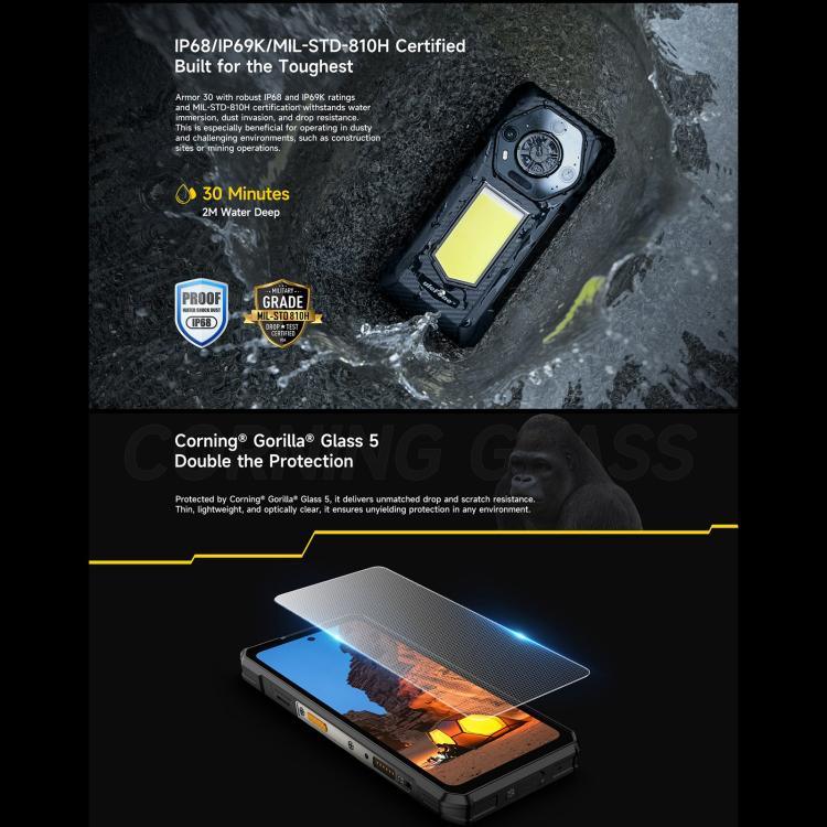 Ulefone Armor 30, 12GB+512GB, กล้องมองเห็นในที่มืด, โทรศัพท์กันน้ำกันฝุ่น IP68/IP69K, 6.95 นิ้ว Android 15 MediaTek Helio G100 Octa Core, เครือข่าย: 4G, NFC, OTG, Armor 30