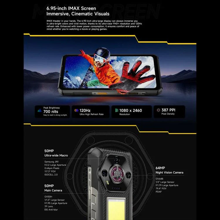 Ulefone Armor 30, 12GB+512GB, กล้องมองเห็นในที่มืด, โทรศัพท์กันน้ำกันฝุ่น IP68/IP69K, 6.95 นิ้ว Android 15 MediaTek Helio G100 Octa Core, เครือข่าย: 4G, NFC, OTG, Armor 30