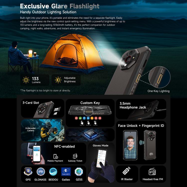 Ulefone Armor X16, 6GB+128GB, กล้องมองเห็นในที่มืด, โทรศัพท์กันน้ำกันฝุ่น IP68/IP69K, 6.56 นิ้ว Android 15 MediaTek Helio G91 Octa Core, เครือข่าย: 4G, NFC, OTG, Armor X16, 6GB+128GB