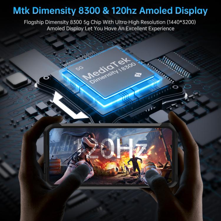 Unihertz Tank 4 Pro โทรศัพท์กันกระแทกพร้อมโปรเจคเตอร์, 16GB+512GB, กล้องมองกลางคืน, หน้าจอ 6.73 นิ้ว Android 13 Dimensity 8300 Octa Core, เครือข่าย: 5G, NFC, 16GB+512GB