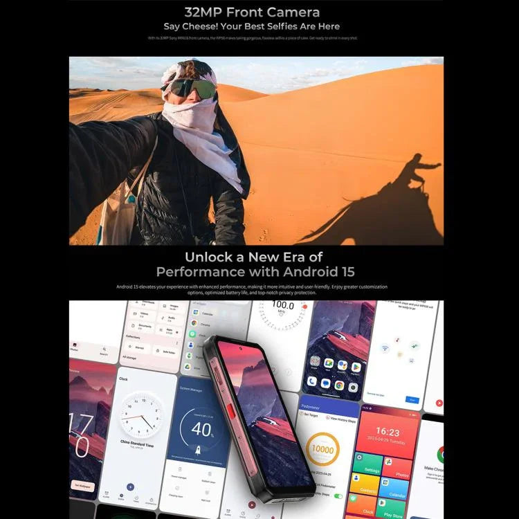 Oukitel WP56 โทรศัพท์กันกระแทก, 12GB+512GB, กล้อง 108MP, ระบบสแกนลายนิ้วมือ, 6.8 นิ้ว Android 15 MTK Dimensity 7050 Octa Core, NFC, OTG, เครือข่าย: 5G