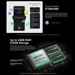 Ulefone Armor 33 โทรศัพท์กันกระแทก, 12GB+512GB, 6.95 นิ้ว Android 15 MediaTek Helio G100 Octa Core, เครือข่าย: 4G, OTG, NFC, ไฟ LED, Armor 33