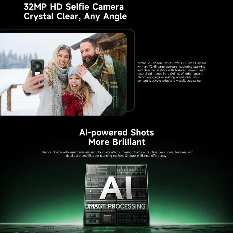 Ulefone Armor 33 Pro โทรศัพท์กันกระแทก, 16GB+512GB, กล้องมองเห็นในที่มืด, 6.95 นิ้ว + 3.4 นิ้ว จอคู่ Android 14 MediaTek Dimensity 7300X Octa Core, เครือข่าย: 5G, OTG, NFC, Armor 33 Pro