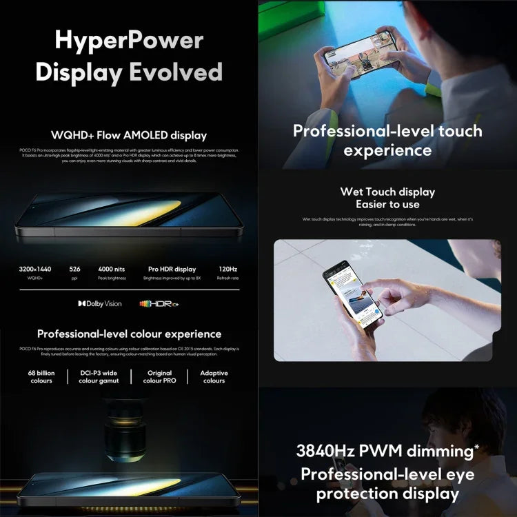Xiaomi POCO F6 Pro Global, 12GB+256GB, สแกนลายนิ้วมือบนหน้าจอ, 6.67 นิ้ว Xiaomi HyperOS Snapdragon 8 Gen 2 Octa Core 3.19GHz, NFC, เครือข่าย: 5G, 12GB+256GB