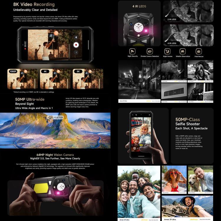 Ulefone Armor 29 Ultra โทรศัพท์กันกระแทก, 16GB+1TB, กล้องมองเห็นในที่มืด, 6.67 นิ้ว + 1.04 นิ้ว Android 15 MediaTek Dimensity 9300+ Octa Core, เครือข่าย: 5G, ไฟ LED อเนกประสงค์, ไฟเตือน, Armor 29 Ultra