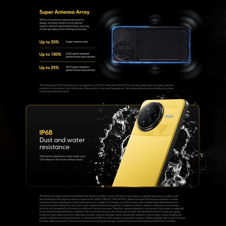 Xiaomi POCO F7 Ultra Global, 12GB+256GB, สแกนลายนิ้วมือบนหน้าจอ, 6.67 นิ้ว Xiaomi HyperOS 2 Snapdragon 8 Elite Octa Core, NFC, เครือข่าย: 5G, 12GB+256GB