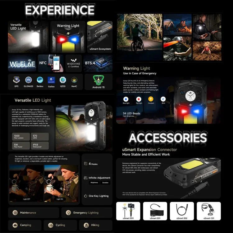 Ulefone Armor 29 Pro โทรศัพท์กันกระแทก, 16GB+512GB, กล้องมองกลางคืน, 6.67 นิ้ว + 1.04 นิ้ว Android 15 MediaTek Dimensity 7400 Octa Core, เครือข่าย: 5G, OTG, NFC, รุ่น Armor 29 Pro