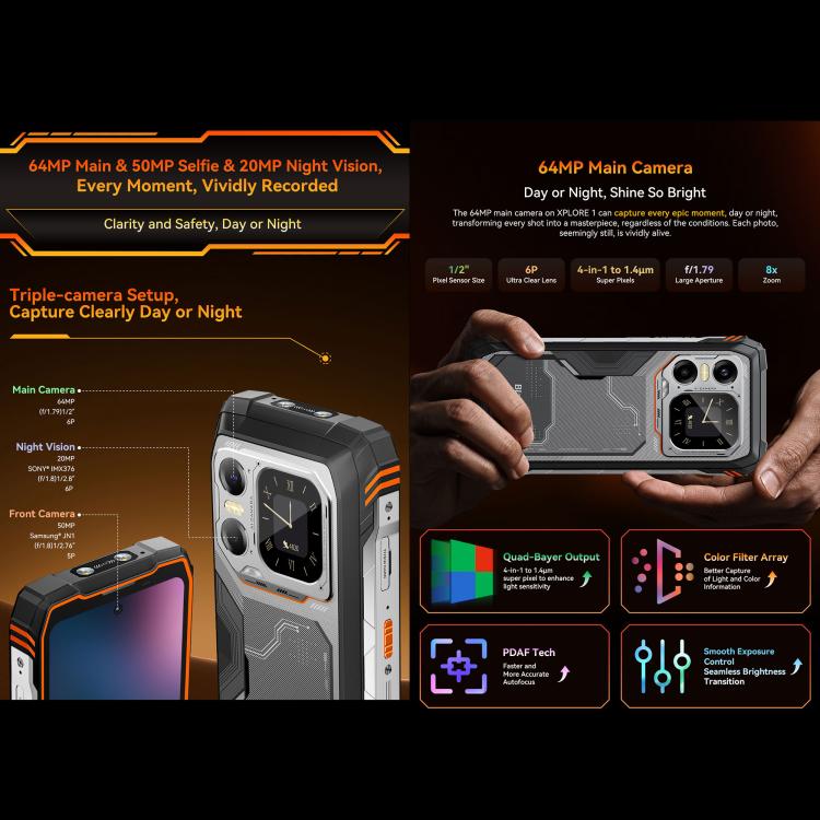 Blackview XPLORE 1, 16GB+512GB, 6.78 นิ้ว Android 15 Dimensity 7050 MT8791V/HZA Octa Core, เครือข่าย: 5G, OTG, NFC, XPLORE 1 16GB+512GB